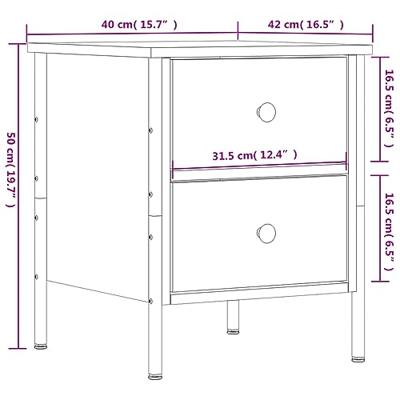 Nachtkastjes 2 st 40x42x50 cm bewerkt hout bruin eikenkleur