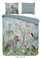 Descanso Dekbedovertrek "jungle print" - Aqua - (200x200/220 cm) - Biologisch Katoen satijn - thumbnail