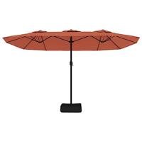 VidaXL Parasol dubbel dak met led 449x265 cm terracottakleurig - thumbnail
