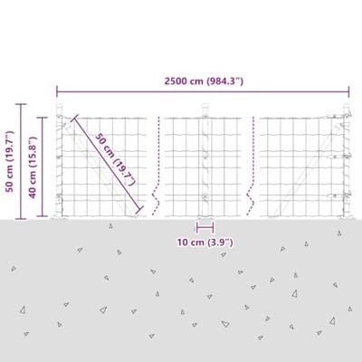 VidaXL Hek met paal groen 0,4 x 25 m staal en pvc