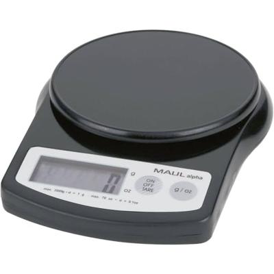 Maul MAULalpha 2000G 16420-90 Brievenweegschaal Weegbereik (max.) 2 kg Resolutie 1 g werkt op batterijen Zwart