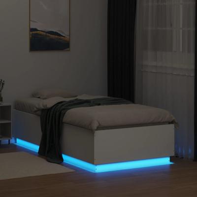 Bedframe met LED-verlichting bewerkt hout wit 180x200 cm