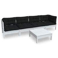 5-delige Loungeset met kussens massief grenenhout - thumbnail