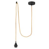 Fabric Hanglamp - 10/10/230 cm - inclusief de zwarte hanger en linnen kabel - Met E27 lamphouder - Voor Lampenkap met doorsnede max.55cm - Voor Slaapkamers en Woonkamers - thumbnail