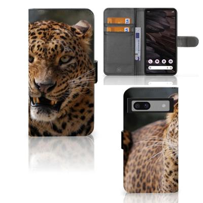 Google Pixel 7A | Telefoonhoesje | Met pasjeshouder | Luipaard