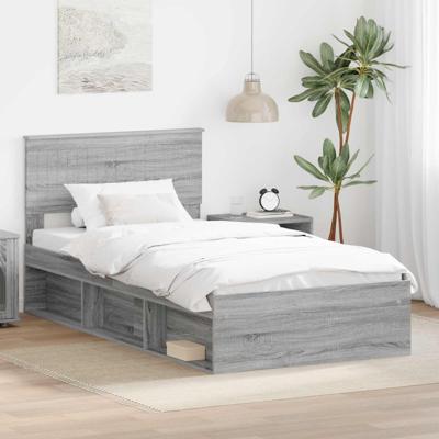 Bedframe Grijs Sonoma 100 x 200 cm Massief grenenhout