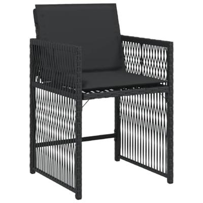 11-delige Tuinset met kussens poly rattan zwart