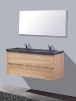 Badkamermeubelset Sanilux Wood Stone 120x47x50 cm Massief Eikenhout - thumbnail