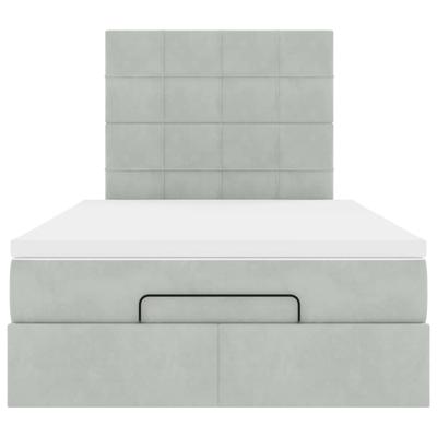 Ottoman bed met matrassen en LED's 90x200cm fluweel lichtgrijs