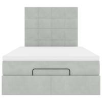 Ottoman bed met matrassen en LED's 80x200cm fluweel lichtgrijs - thumbnail