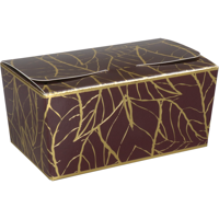 Ballotin | Leaves | karton + PP | 375gr | 125x73x62mm | bruin/goud | 200 stuks - thumbnail