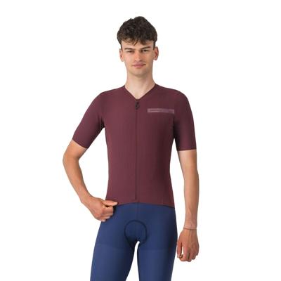 Castelli Premio evo fietsshirt korte mouw deep bordeaux heren M
