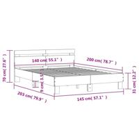 Bedframe met hoofdeinde en LED grijs sonoma eiken 140x200 cm - thumbnail