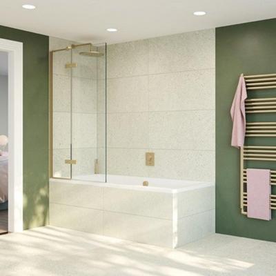 Crosswater Optix 10 Badwand - 90x150cm - links - geborsteld messing OXBDFC0900L