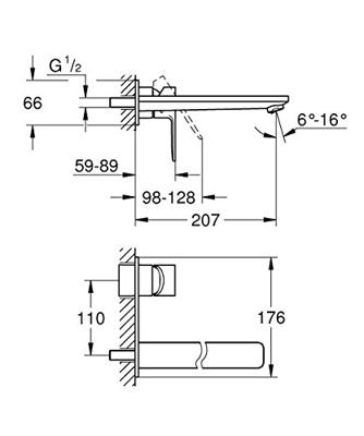 GROHE Lineare New waterbesparende afbouwdeel inbouw wandkraan L-size met uitloop 20.7cm chroom 23444001