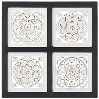 VidaXL Wandpaneel handgesneden 40x40x1,5 cm mdf zwart en wit - thumbnail