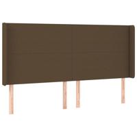 Hoofdbord met randen 183x16x118/128 cm stof donkerbruin - thumbnail