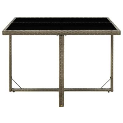 Tuintafel 109x107x74 cm poly rattan en glas grijs