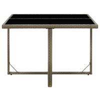 Tuintafel 109x107x74 cm poly rattan en glas grijs - thumbnail