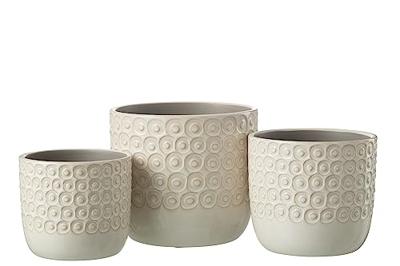 J-Line bloempot Bol - keramiek - wit - small - 2 stuks - Ø 12 cm