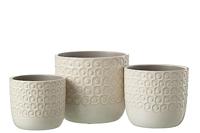 J-Line bloempot Bol - keramiek - wit - small - 2 stuks - Ø 12 cm - thumbnail