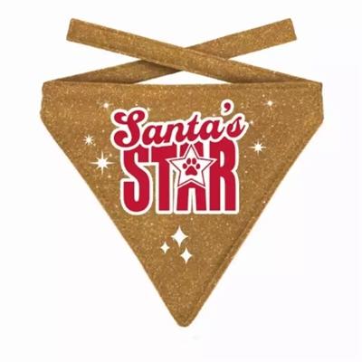 PLENTY GIFTS KERST BANDANA SANTA'S STAR GLITTER GOUD
