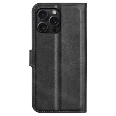 Casecentive Leren Wallet case met sluiting iPhone 16 Pro Max zwart