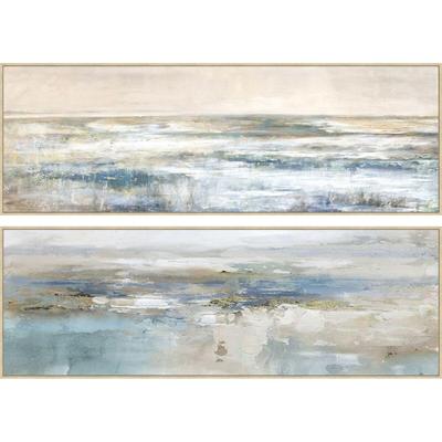 Canvas Home ESPRIT Blauw Wit Abstract Modern 153 x 4,3 x 53 cm (2 Stuks)