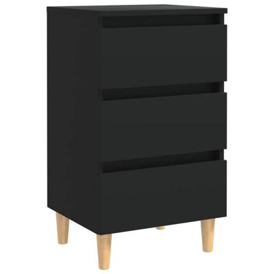 VidaXL Nachtkastje met massief houten poten 40x35x69 cm zwart