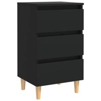 VidaXL Nachtkastje met massief houten poten 40x35x69 cm zwart - thumbnail
