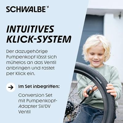 Schwalbe Ventielverlenger "clik ventiel" valve extension dv kit with pump adapter