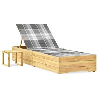 Ligbed met tafeltje en kussen geïmpregneerd grenenhout