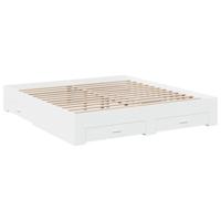 Bedframe met lades bewerkt hout wit 200x200 cm - thumbnail
