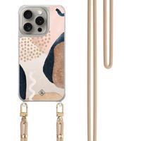 iPhone 15 Pro hoesje met beige koord - Abstract dots - thumbnail