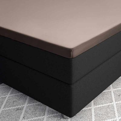 Primaviera Deluxe Topper Satijn Hoeslaken Taupe 140 x 200 cm