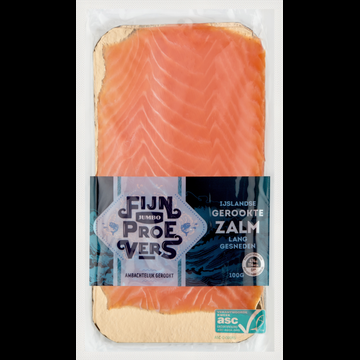 Jumbo Fijnproevers IJslandse Gerookte Zalm Lang Gesneden 100 g