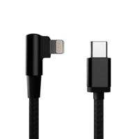 Haakse 8-pins laad- & datakabel, 0.2 m, zwart - thumbnail