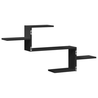 Wandschap 104x15x49 cm bewerkt hout zwart Wandschap 104x15x49 cm bewerkt hout zwart