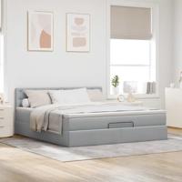 Ottoman bed met matras 180x200cm stof lichtgrijs - thumbnail