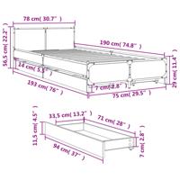 Bedframe met lades bewerkt hout sonoma eikenkleurig 75x190 cm - thumbnail