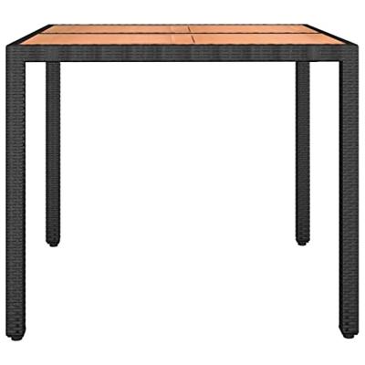 Tuintafel met houten blad poly ratten en acaciahout zwart - thumbnail
