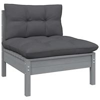 Tuinbank 2-zits met antracietkleurige kussens grenenhout - thumbnail