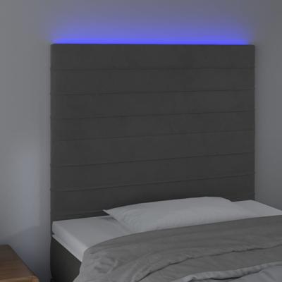 Hoofdbord LED 144x5x118/128 cm fluweel donkergrijs - thumbnail