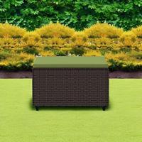 Voetensteun met kussen poly rattan bruin - thumbnail