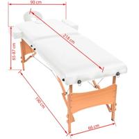 VidaXL Massagetafel 10 cm dik 2 zones inklapbaar wit - thumbnail