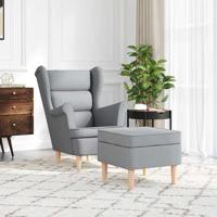 Fauteuil met voetenbankje stof lichtgrijs - thumbnail
