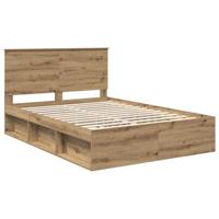 Bedframe Ambachtelijk eiken 140 x 190 cm Massief grenenhout - thumbnail