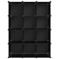 Opbergmeubel met 12 vakken polypropeen zwart - thumbnail