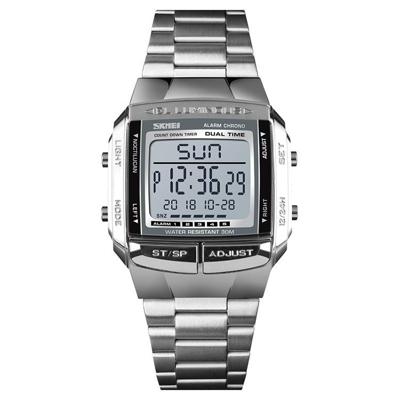 SKMEI 1323 multifunctionele mannen outdoor Business sport Noctilucent waterdichte digitale polshorloge (zilver)