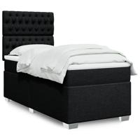 Boxspring met matras stof zwart 100x200 cm - thumbnail